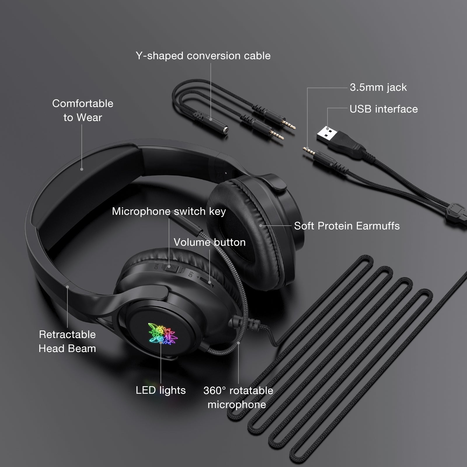 ONIKUMA X16 3.5mm+USB Wired Headset with Noise Reduction Microphone Surround Sound RGB Light Computer Headset ONIKUMA X16 3.5mm+USB Wired Headset with Noise Reduction Microphone Surround Sound RGB Light Computer Headset